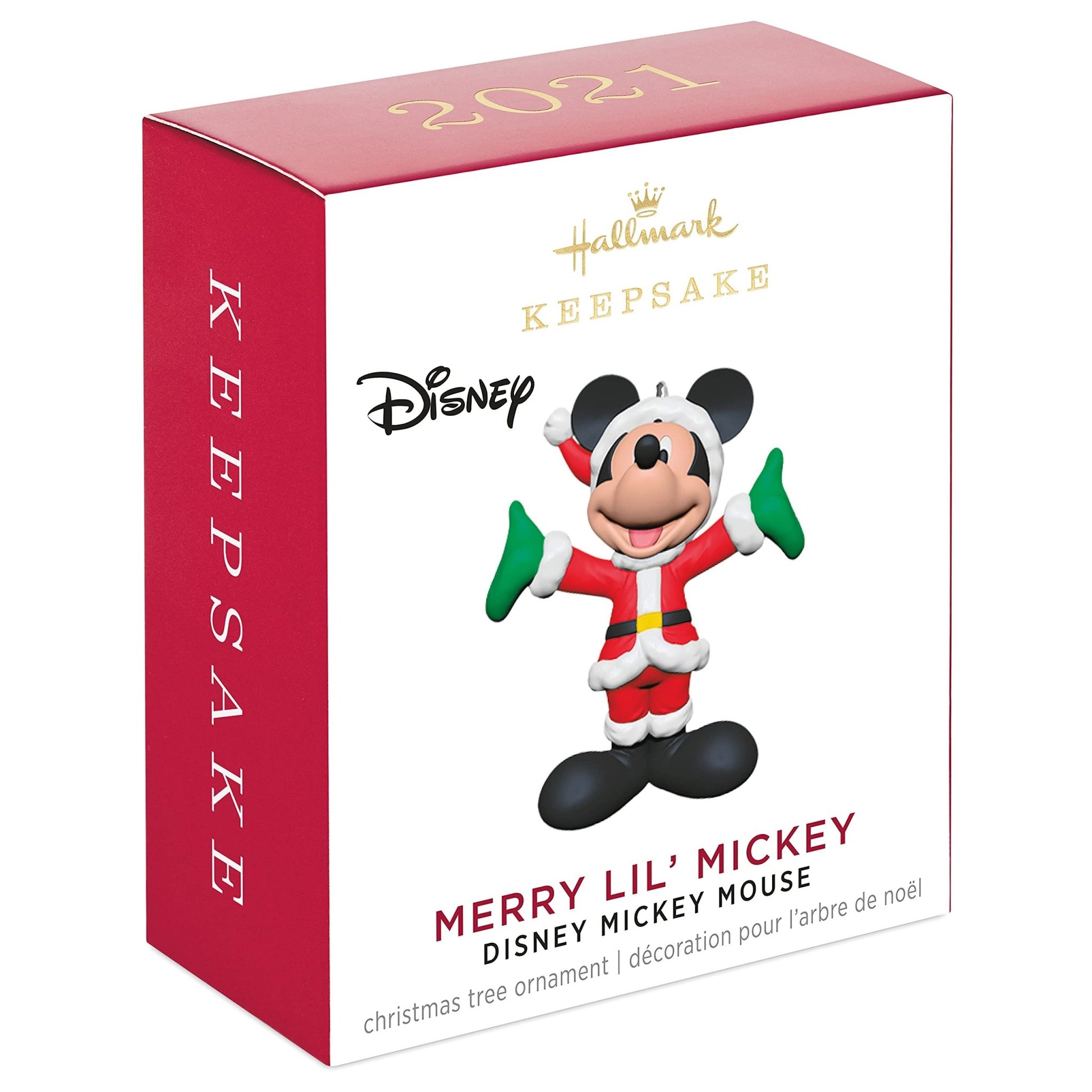 Hallmark Keepsake 0.8" Miniature Christmas Ornament 2021, Disney Mickey Mouse Merry Lil' Mickey, Mini