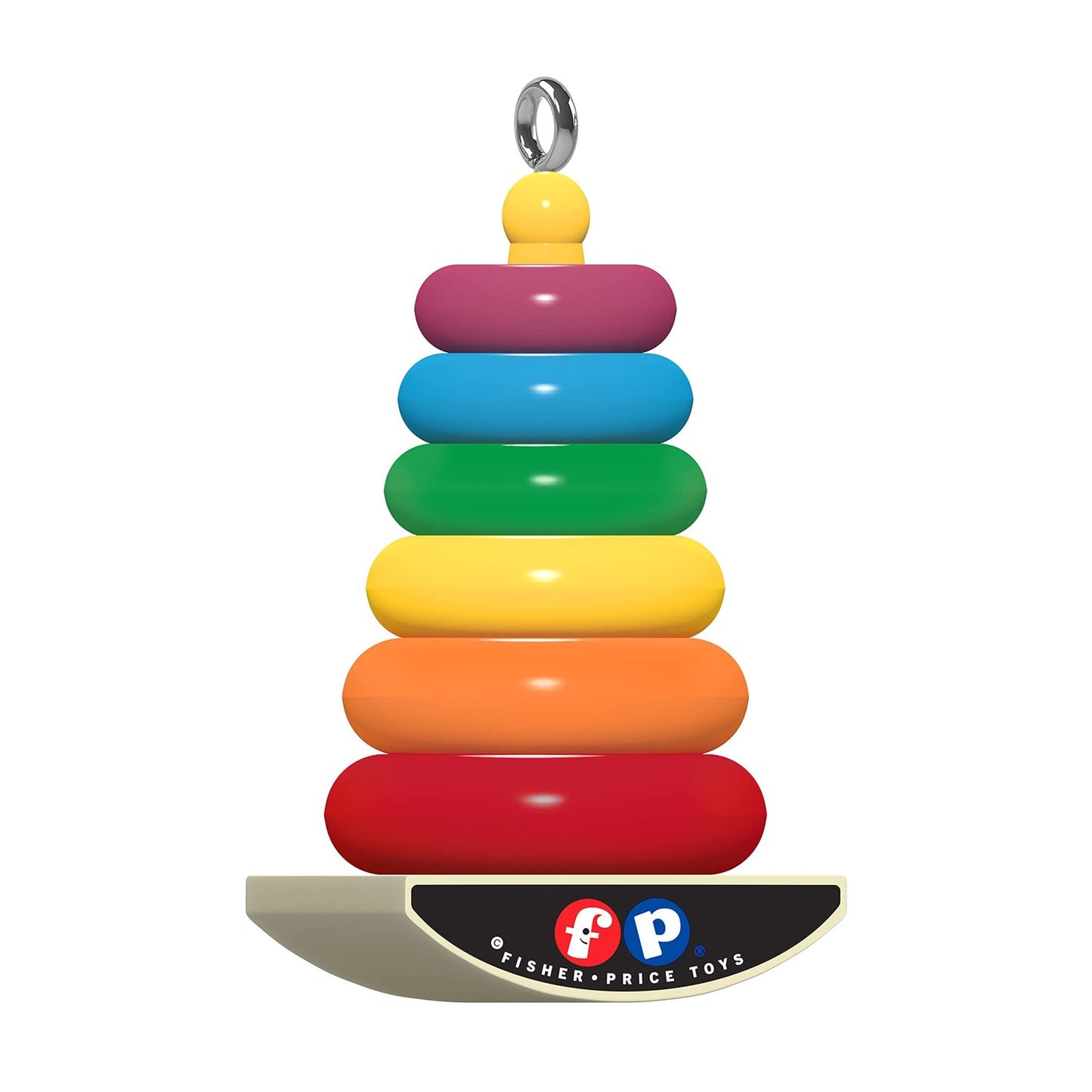 Hallmark Keepsake 0.875" Miniature Christmas Ornament 2021, Fisher - Price Rock - a - Stack Toy, Mini