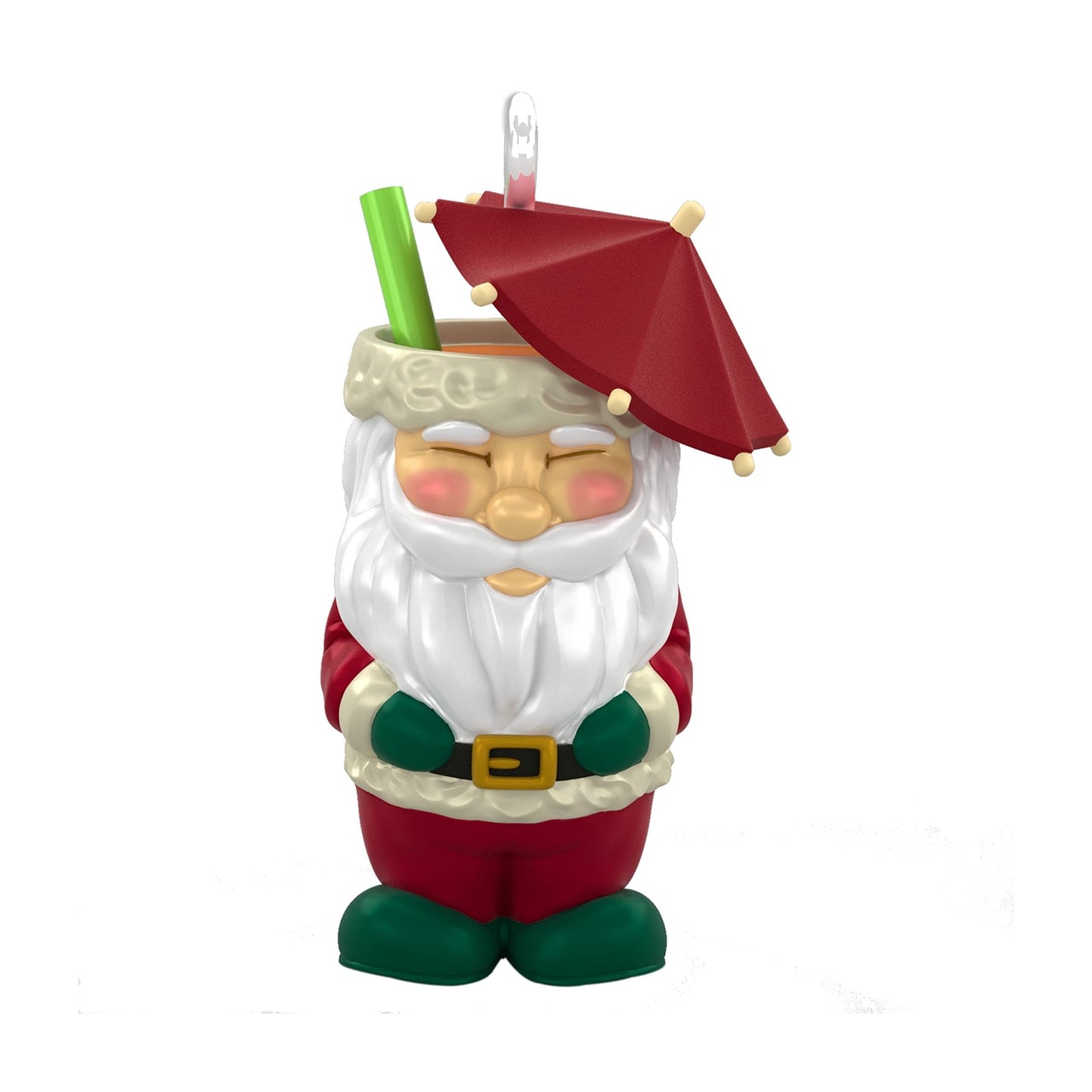 Hallmark Keepsake 0.9" Miniature Plastic Christmas Ornament 2021, Santa Tiki Mug, Mini