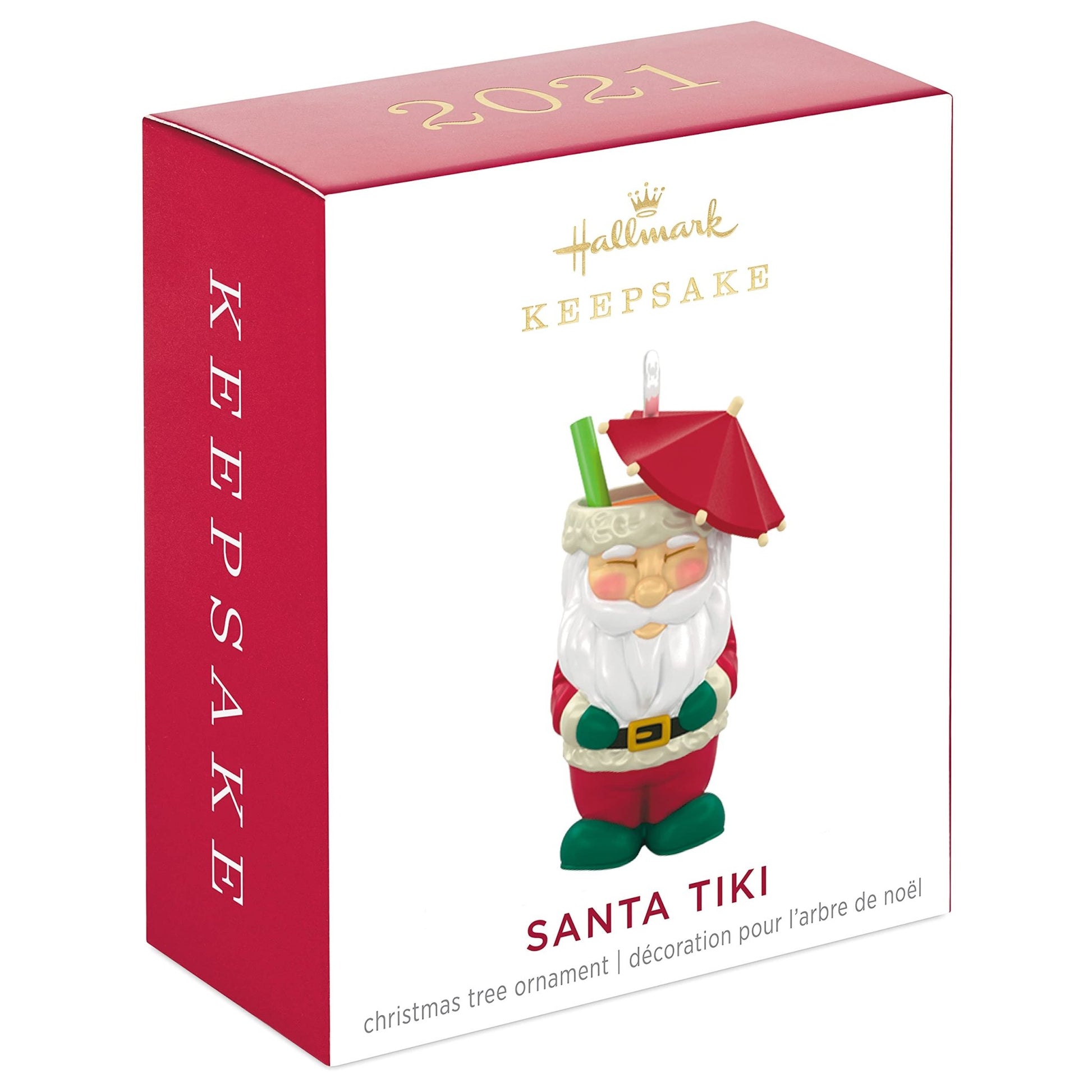 Hallmark Keepsake 0.9" Miniature Plastic Christmas Ornament 2021, Santa Tiki Mug, Mini