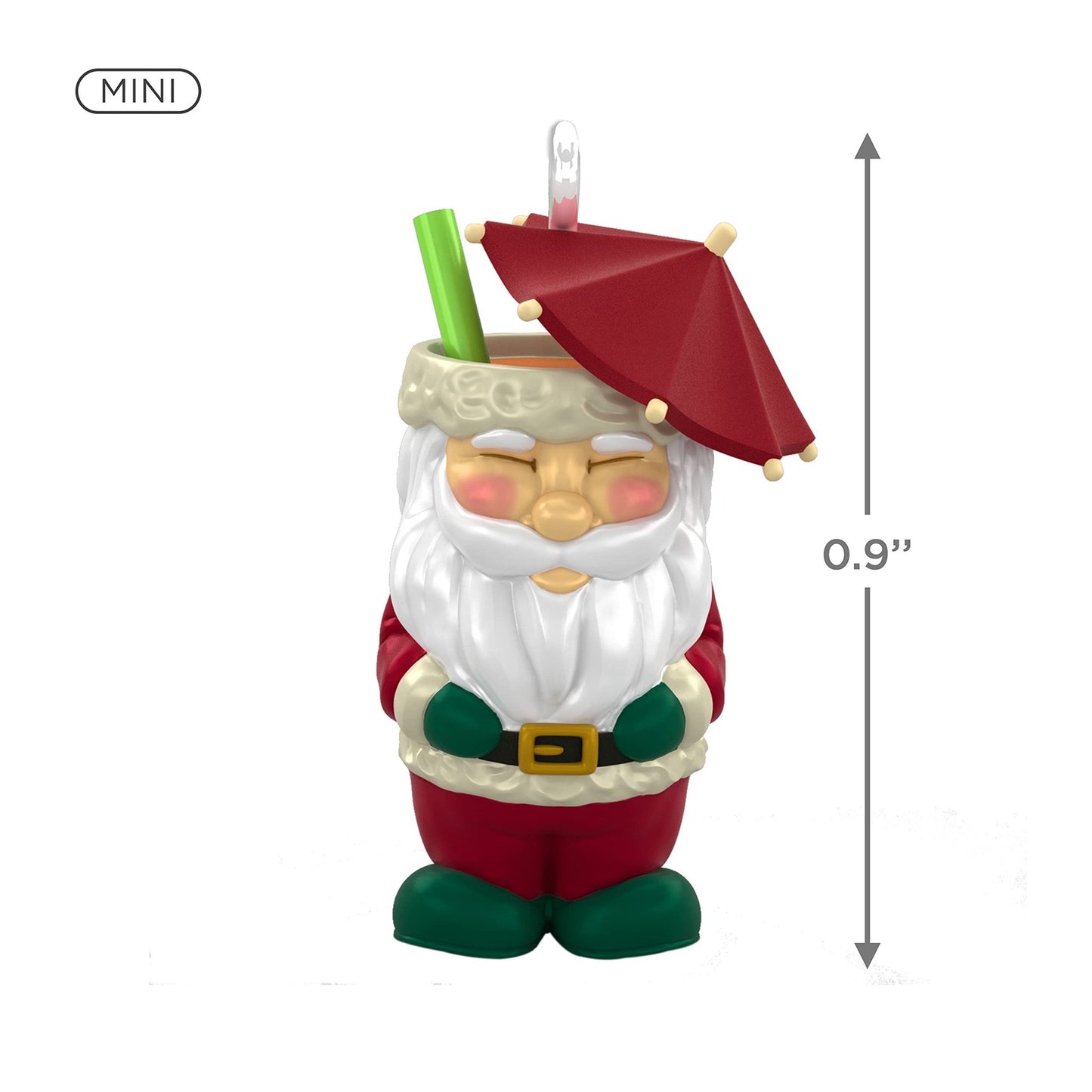 Hallmark Keepsake 0.9" Miniature Plastic Christmas Ornament 2021, Santa Tiki Mug, Mini