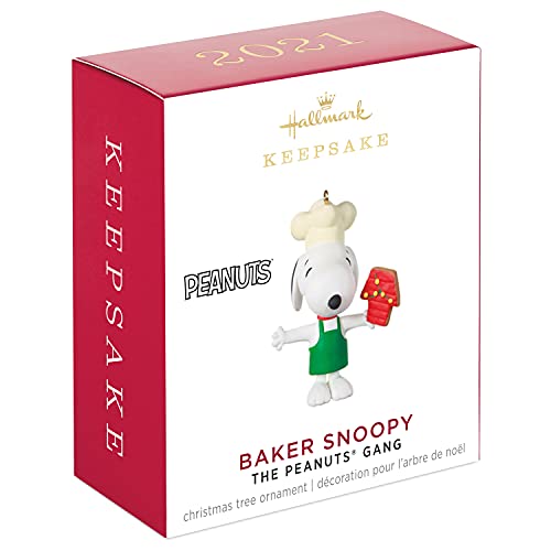 Hallmark Keepsake 0.98" Miniature Christmas Ornament 2021, The Peanuts Gang Baker Snoopy, Mini