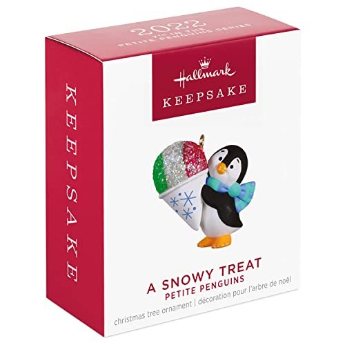 Hallmark Keepsake 1" Miniature Christmas Ornament 2022, Petite Penguins A Snowy Treat, Mini