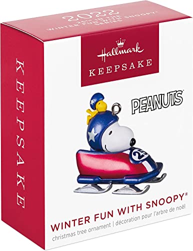 Hallmark Keepsake 1.16" Miniature Christmas Ornament 2022, Peanuts Winter Fun with Snoopy, Mini