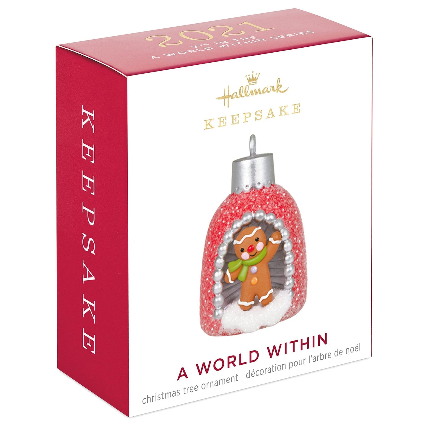 Hallmark Keepsake 1.3" Miniature Christmas Ornament 2021, A World Within Gingerbread Man, Mini