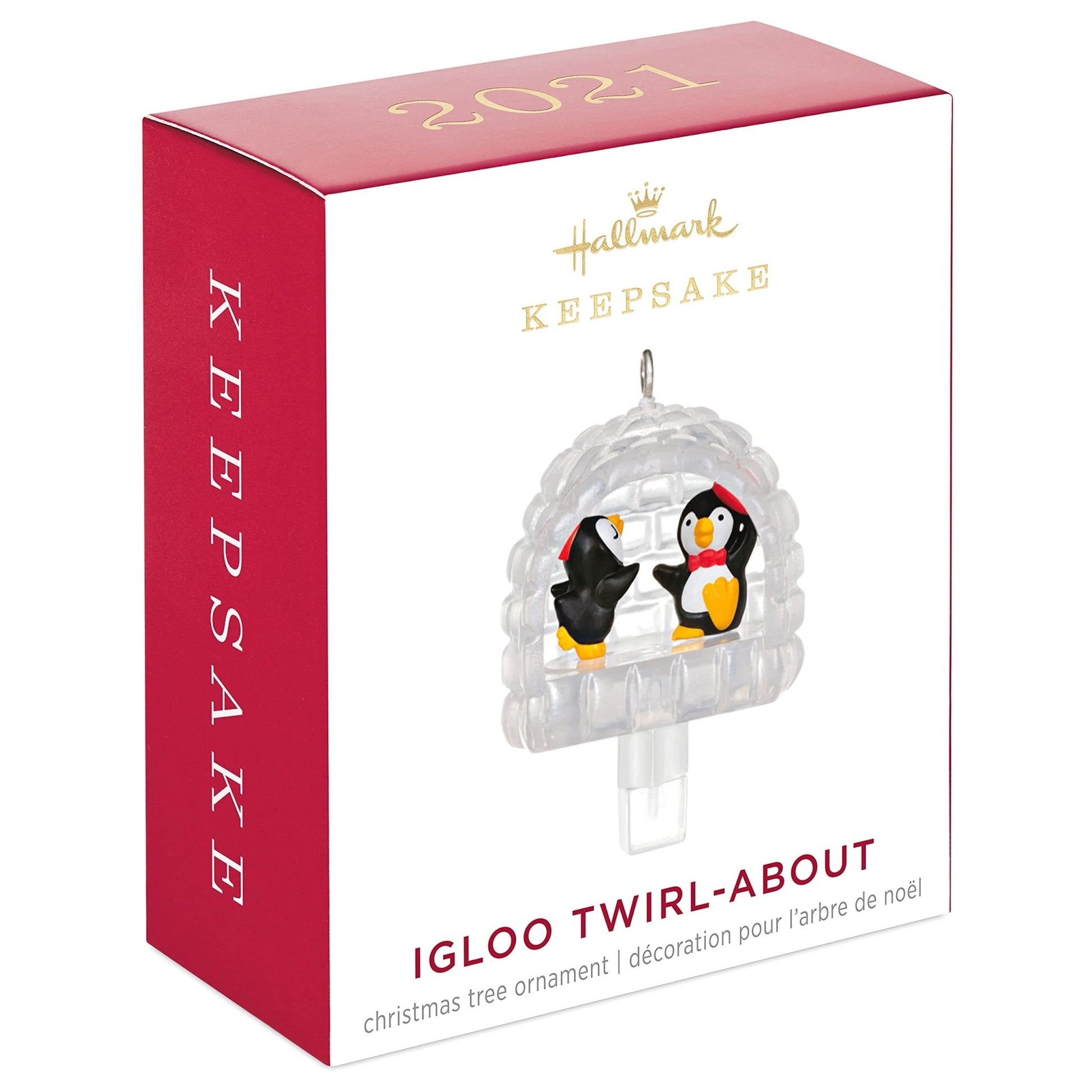 Hallmark Keepsake 1.3" Miniature Christmas Ornament 2021, Mini Igloo Twirl - About Penguins, Motion