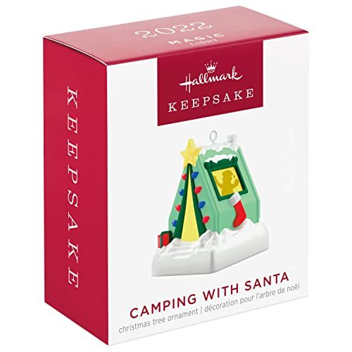 Hallmark Keepsake 1.3" Miniature Christmas Ornament 2022, Camping with Santa with Light, Mini