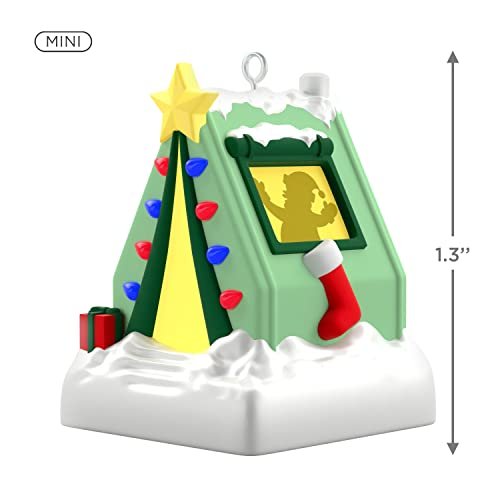 Hallmark Keepsake 1.3" Miniature Christmas Ornament 2022, Camping with Santa with Light, Mini