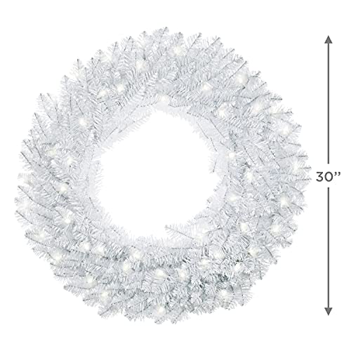 Hallmark Keepsake 2021, Sparkling White Wreath with Lights, 30"