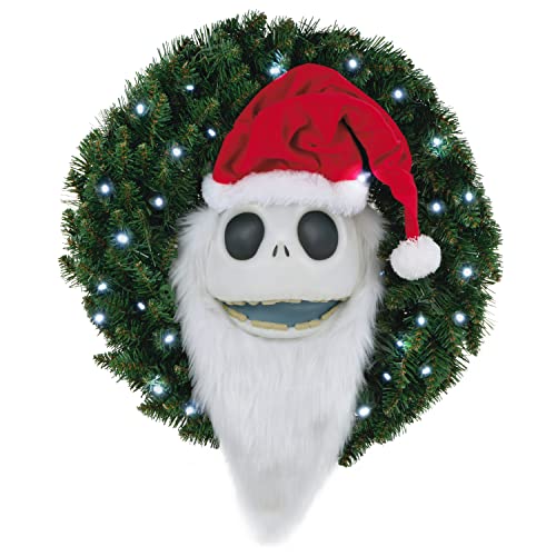 Hallmark Keepsake 2022, Disney Tim Burton's The Nightmare Before Christmas Jack Skellington Wreath with Light, Sound and Motion, 24"