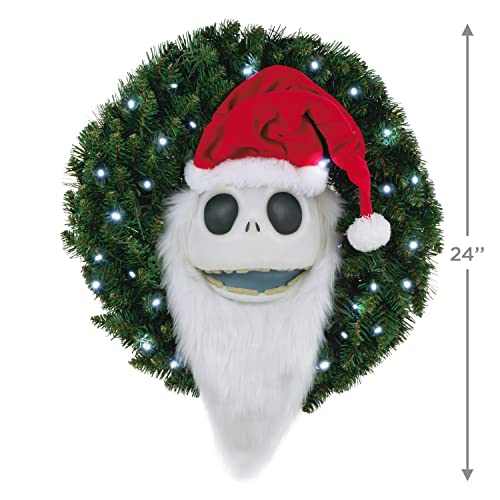 Hallmark Keepsake 2022, Disney Tim Burton's The Nightmare Before Christmas Jack Skellington Wreath with Light, Sound and Motion, 24"