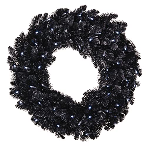 Hallmark Keepsake 2022, Sparkling Black Halloween Wreath with Lights, 30"