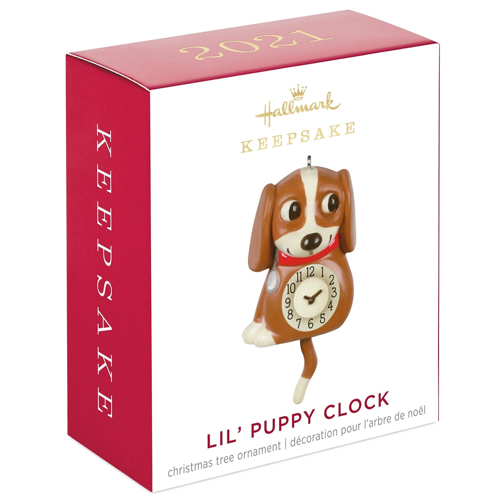 Hallmark Keepsake 2.1" Miniature Christmas Ornament 2021, Mini Lil' Puppy Clock, Motion