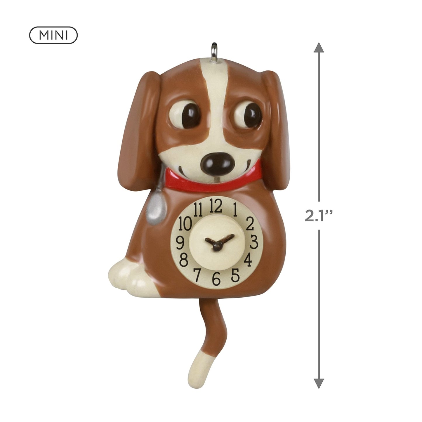 Hallmark Keepsake 2.1" Miniature Christmas Ornament 2021, Mini Lil' Puppy Clock, Motion