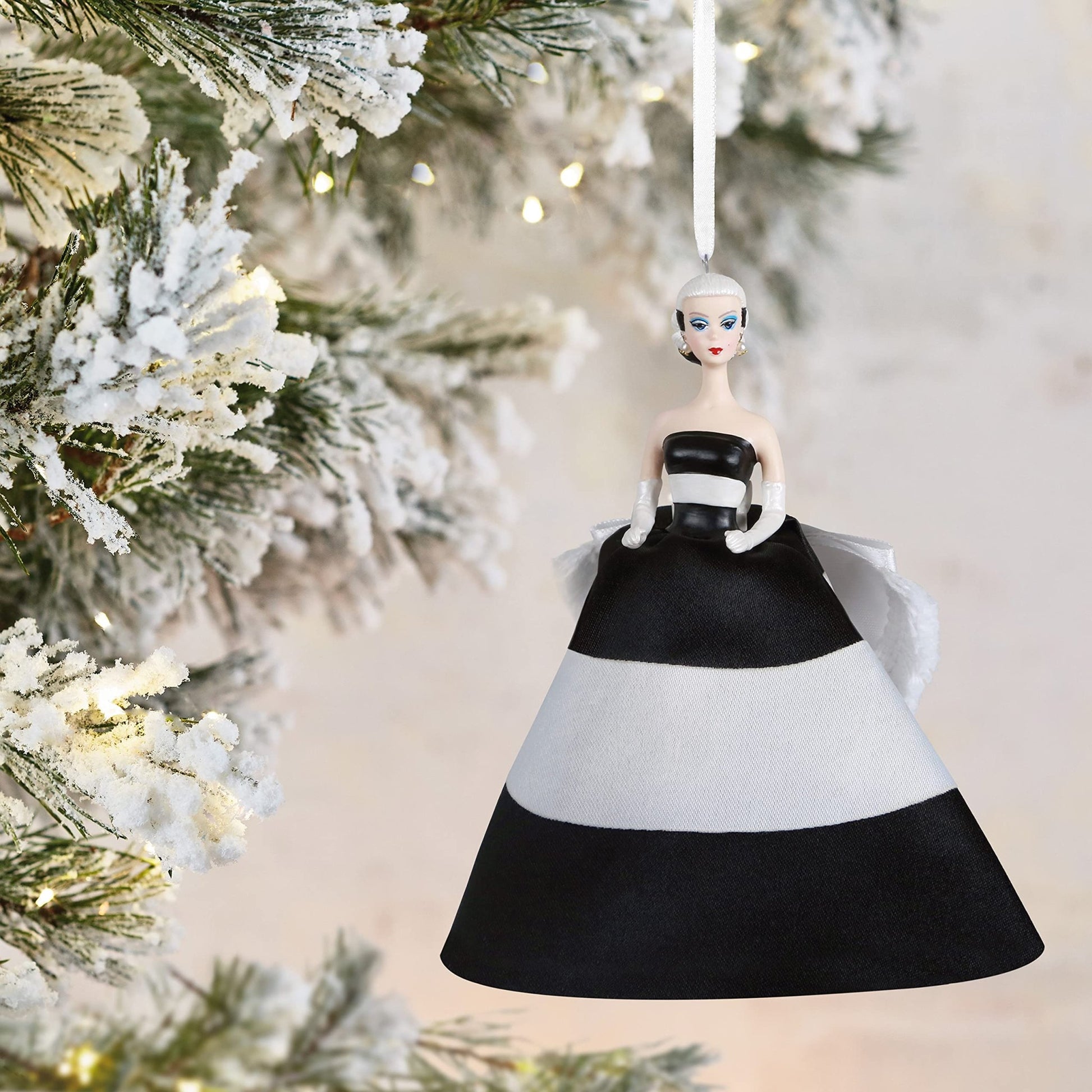 Hallmark Keepsake Christmas Ornament 2021, Barbie Black & White Forever, Porcelain and Fabric