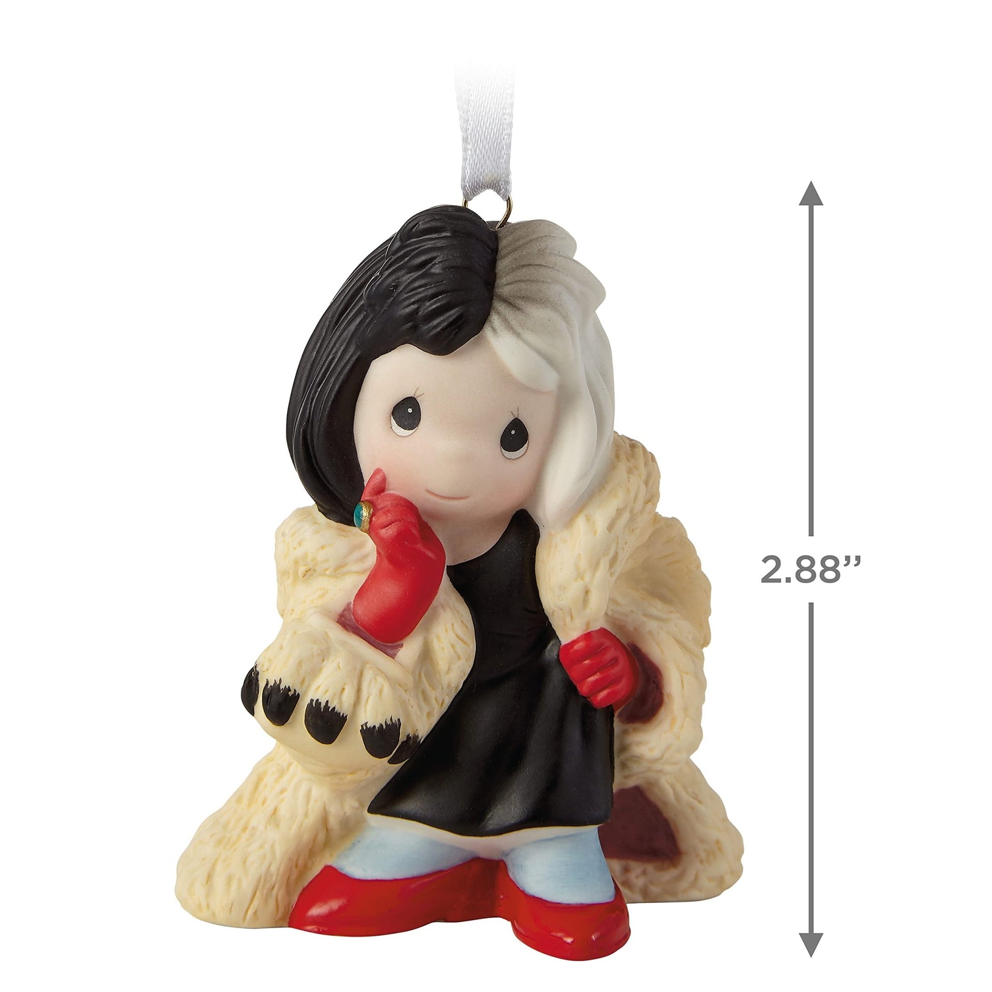 Hallmark Keepsake Christmas Ornament 2021, Disney 101 Dalmatians Cruella De Vil Precious Moments, Porcelain