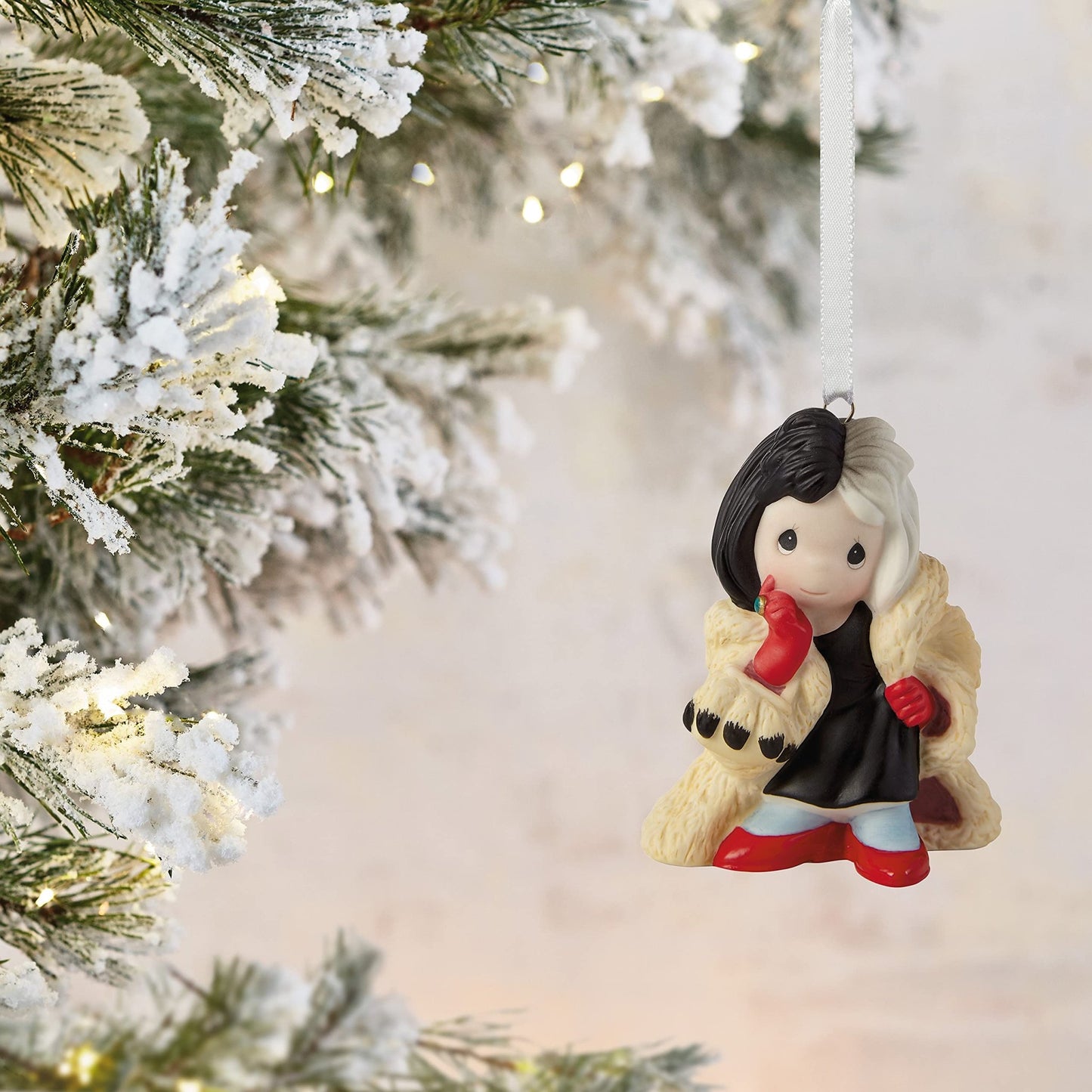 Hallmark Keepsake Christmas Ornament 2021, Disney 101 Dalmatians Cruella De Vil Precious Moments, Porcelain