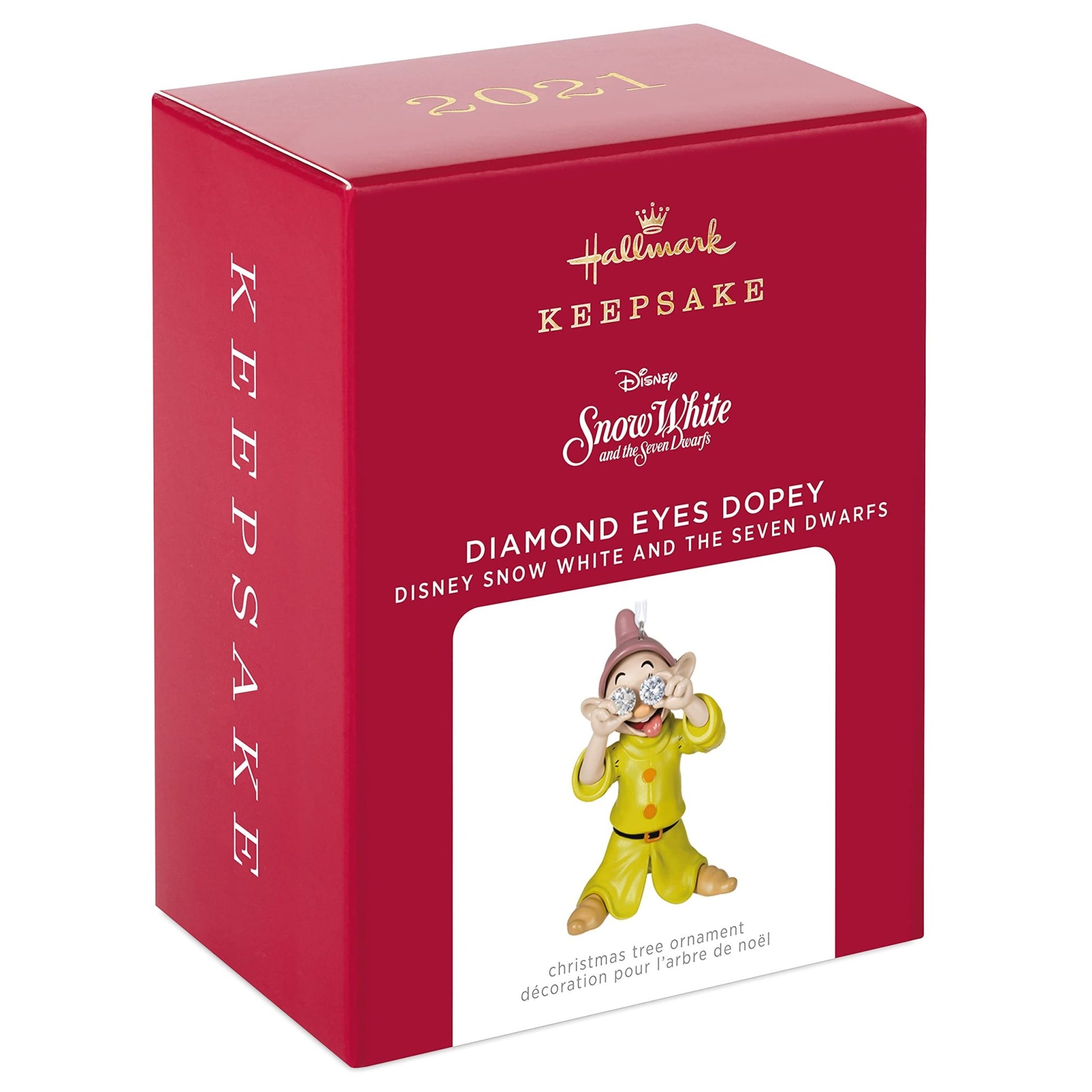 Hallmark Keepsake Christmas Ornament 2021, Disney Snow White and The Seven Dwarfs Diamond Eyes Dopey, Metal