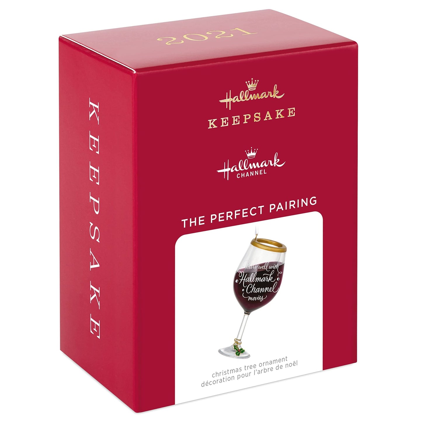 Hallmark Keepsake Christmas Ornament 2021, Hallmark Channel The Perfect Pairing Wine Glass