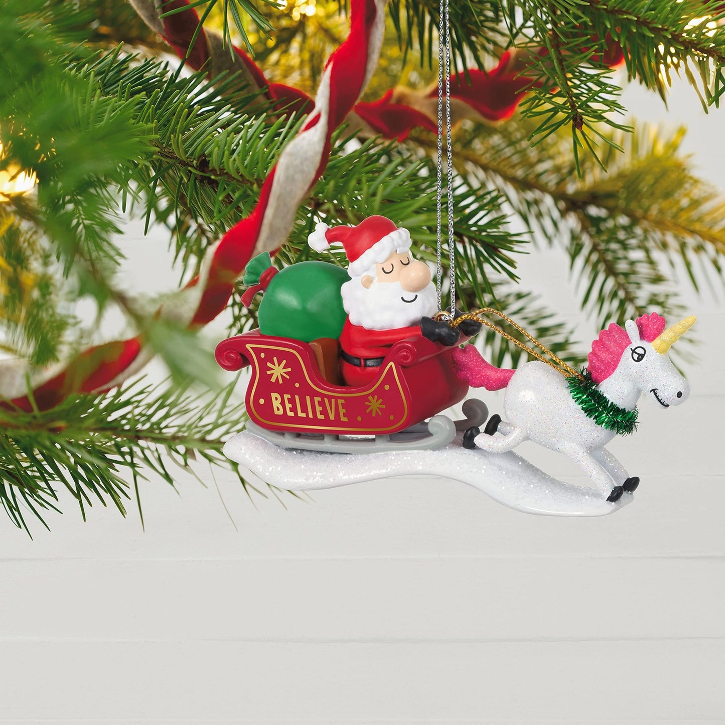 Hallmark Keepsake Christmas Ornament 2021, Just Believe Santa with Unicorn