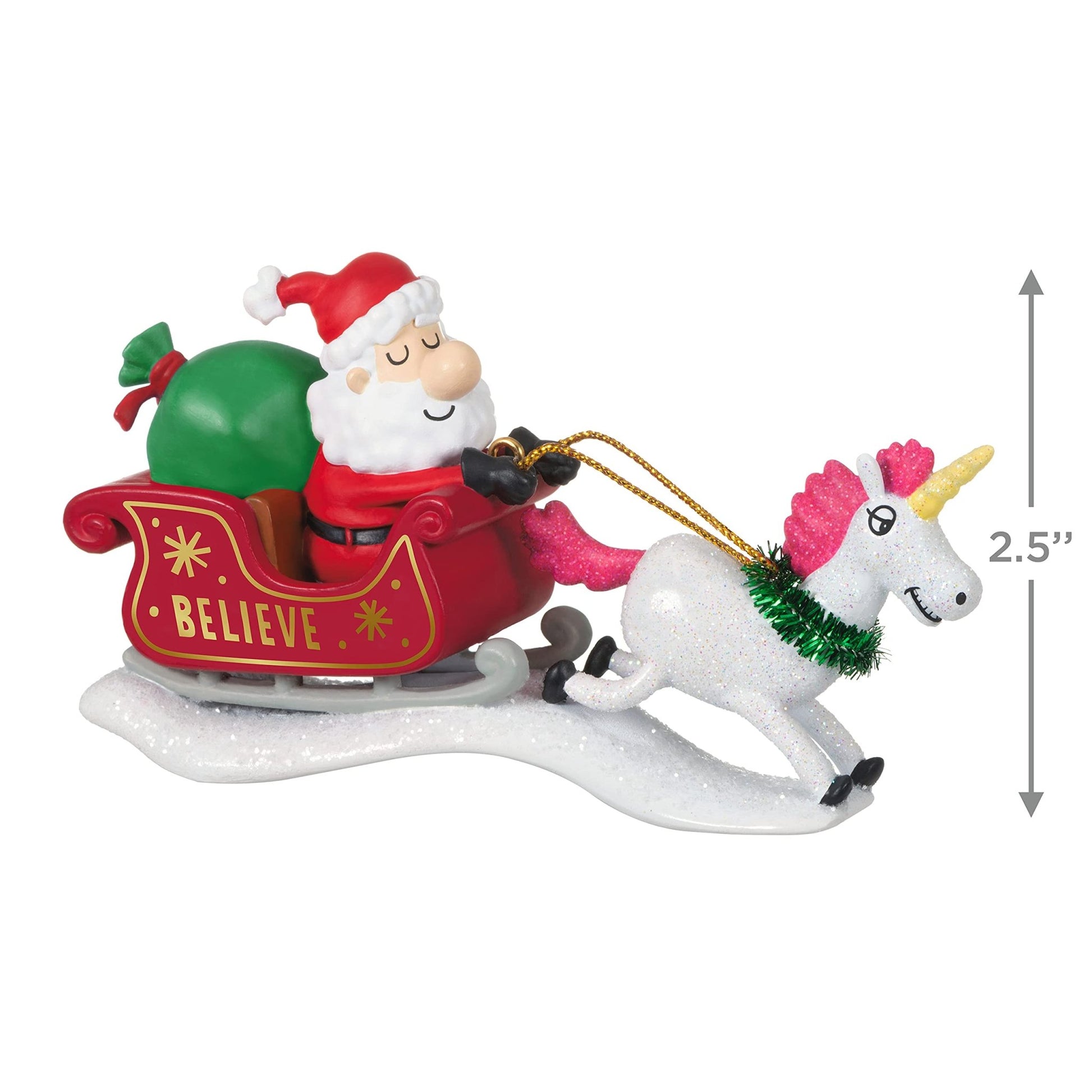 Hallmark Keepsake Christmas Ornament 2021, Just Believe Santa with Unicorn