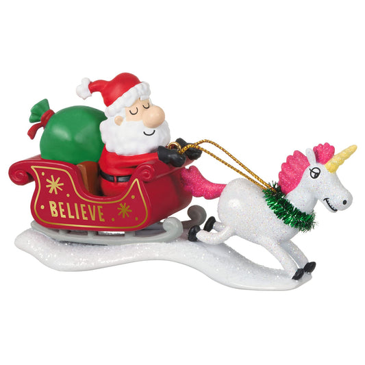 Hallmark Keepsake Christmas Ornament 2021, Just Believe Santa with Unicorn