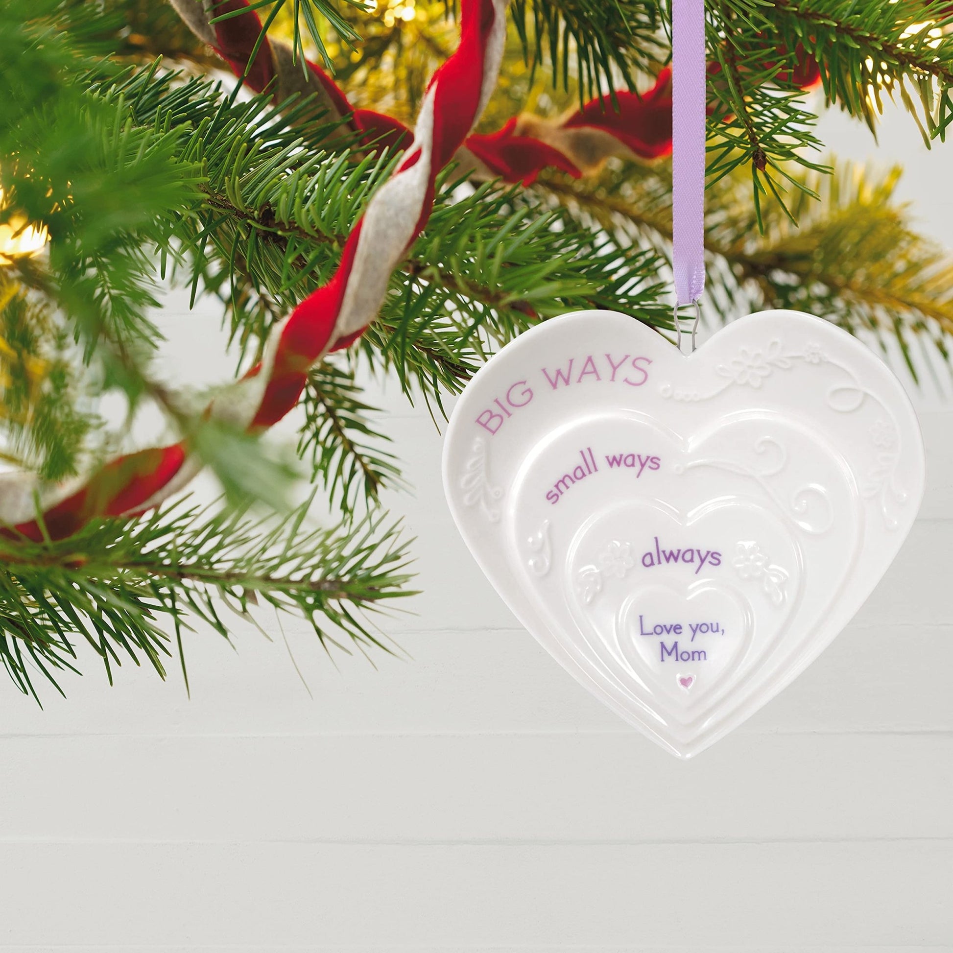 Hallmark Keepsake Christmas Ornament 2021, Love You, Mom Hearts, Porcelain