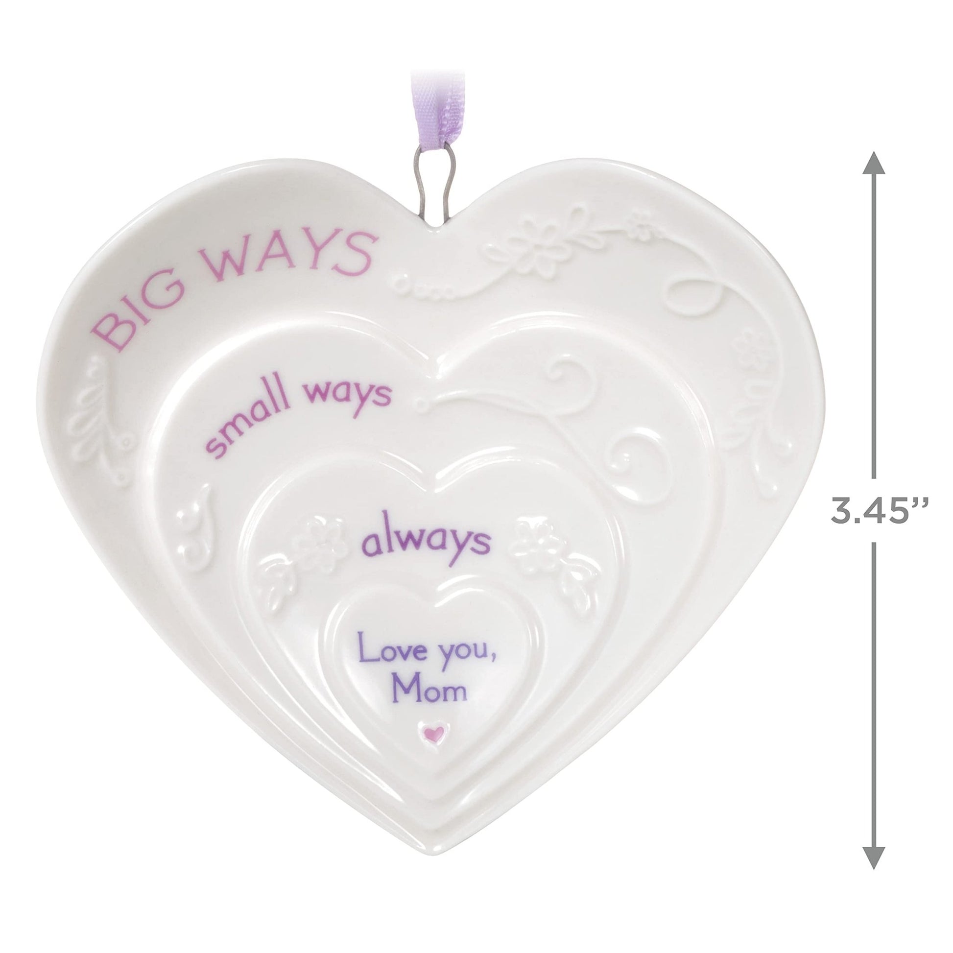 Hallmark Keepsake Christmas Ornament 2021, Love You, Mom Hearts, Porcelain