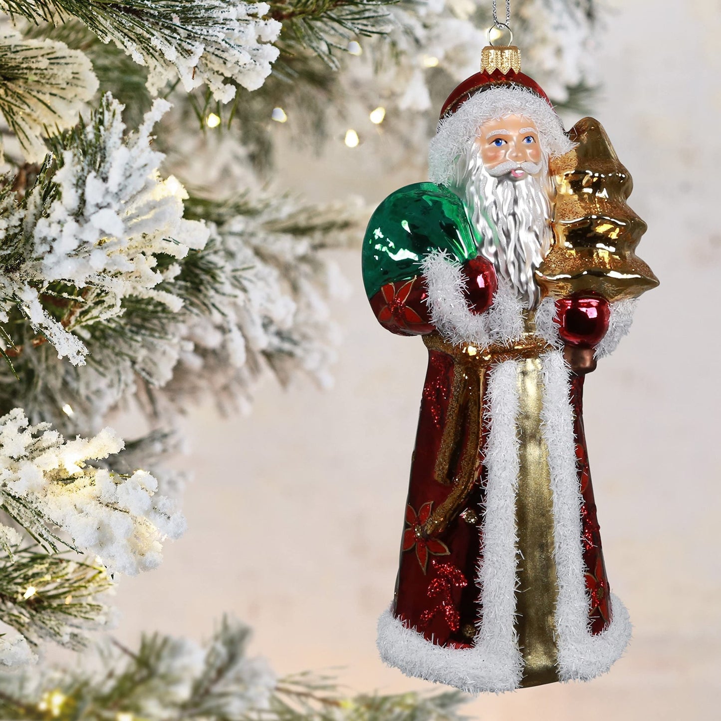 Hallmark Keepsake Christmas Ornament 2021, Sprightly Santa, Blown Glass