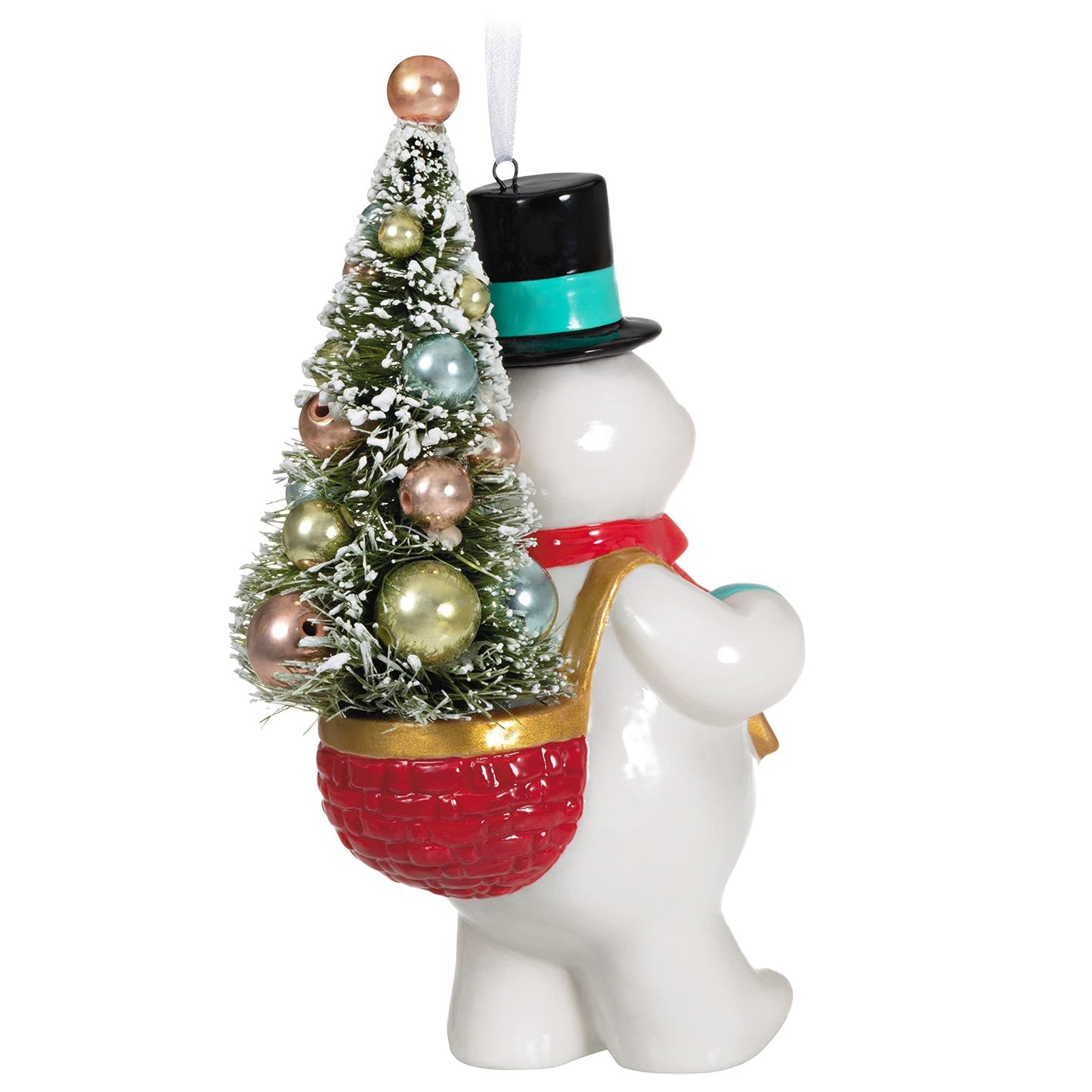 Hallmark Keepsake Christmas Ornament 2021, Vintage Snowman with Tree, Porcelain