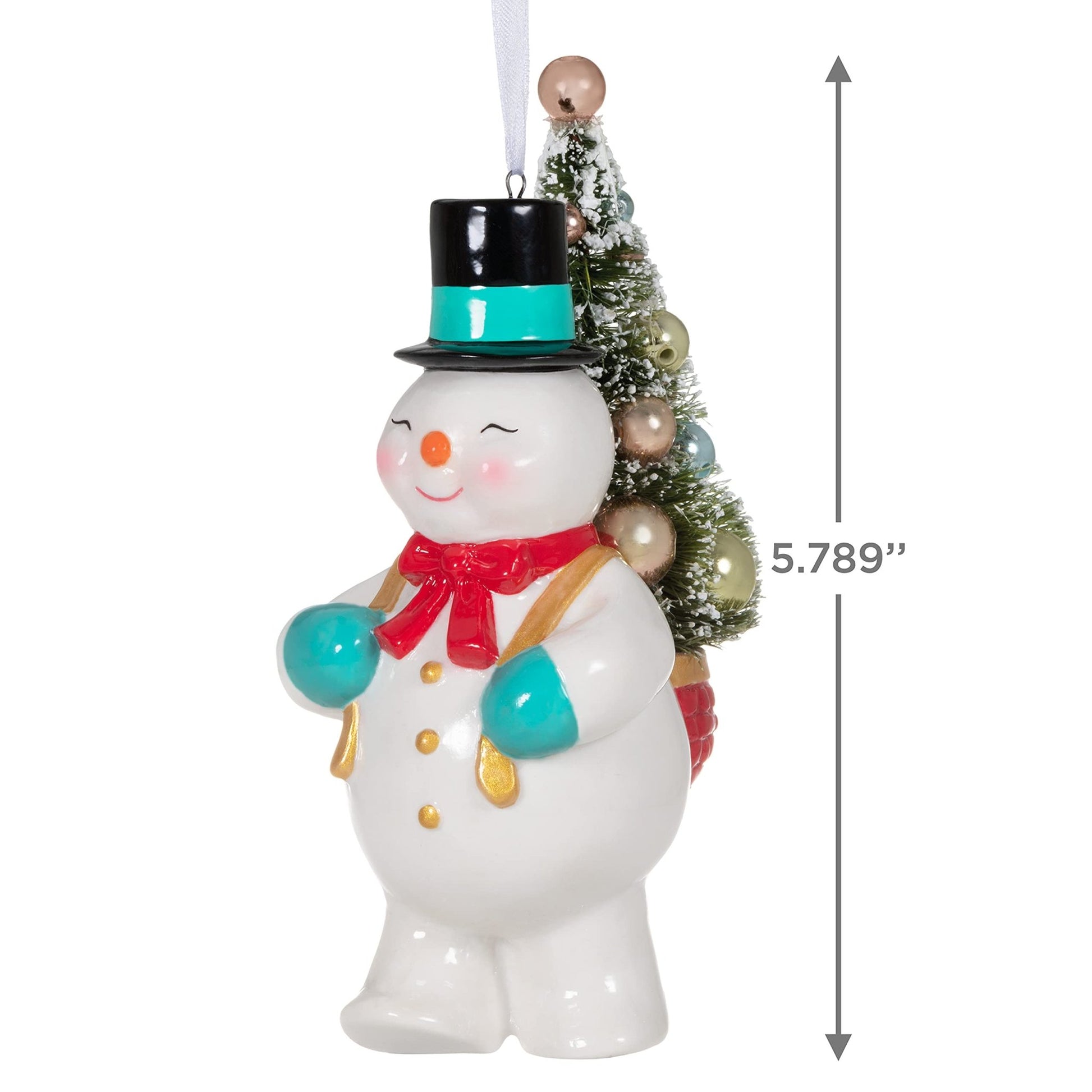 Hallmark Keepsake Christmas Ornament 2021, Vintage Snowman with Tree, Porcelain
