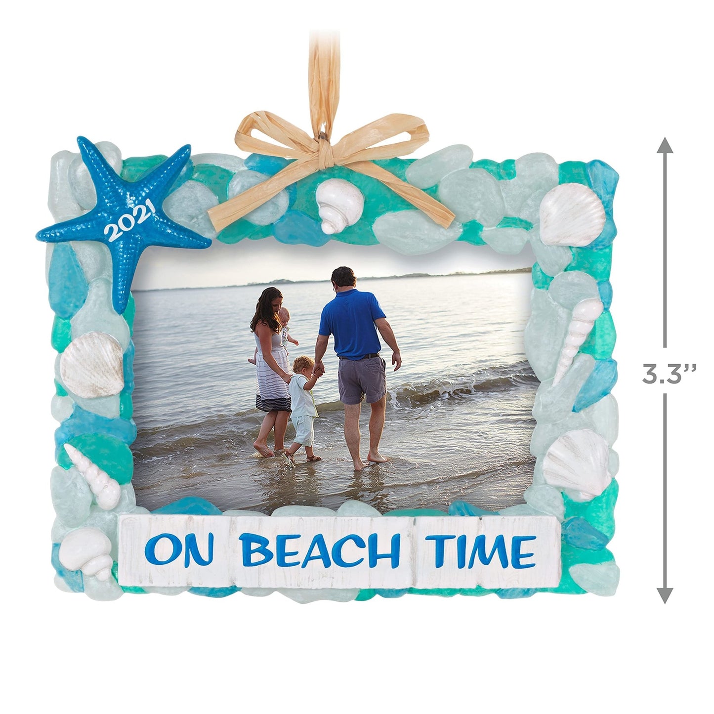 Hallmark Keepsake Christmas Ornament 2021 Year - Dated, On Beach Time Seashells Photo Frame