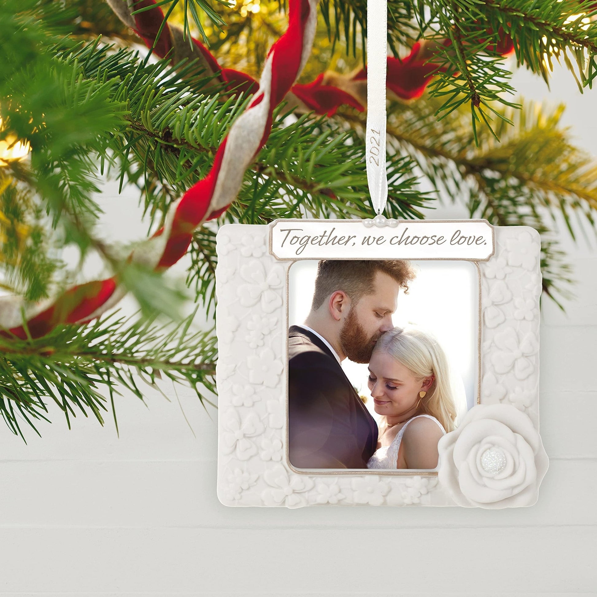 Hallmark Keepsake Christmas Ornament 2021 Year - Dated, We Choose Love Photo Frame, Porcelain