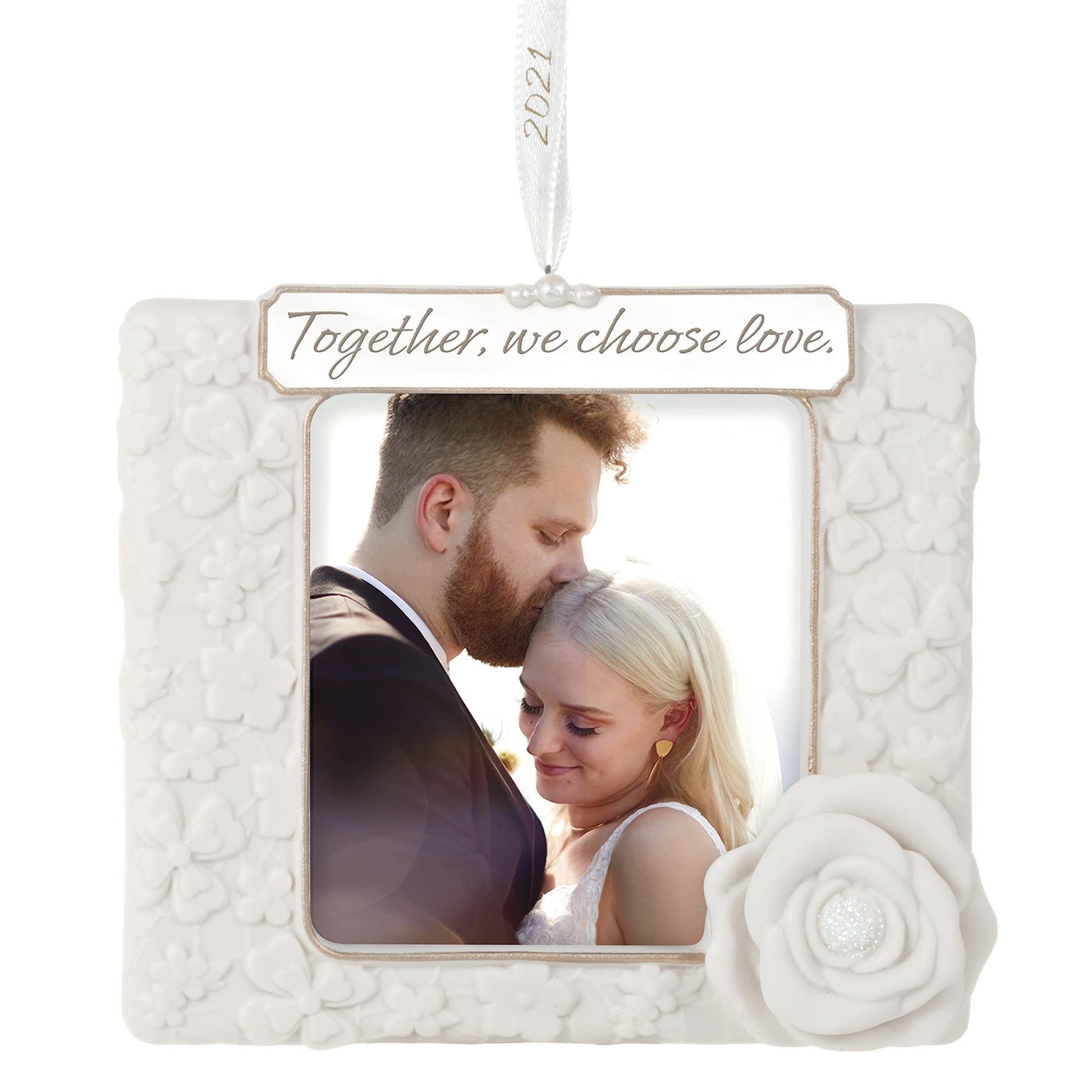 Hallmark Keepsake Christmas Ornament 2021 Year - Dated, We Choose Love Photo Frame, Porcelain