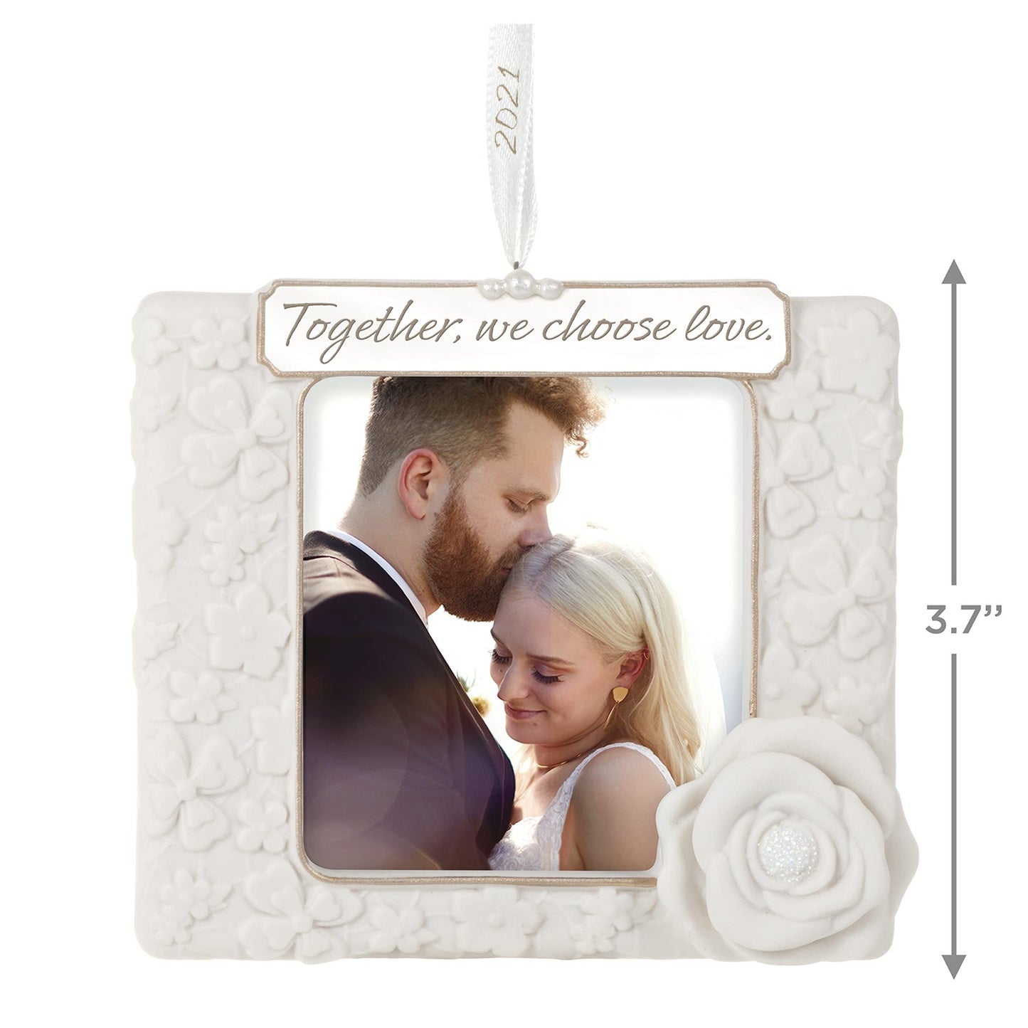 Hallmark Keepsake Christmas Ornament 2021 Year - Dated, We Choose Love Photo Frame, Porcelain