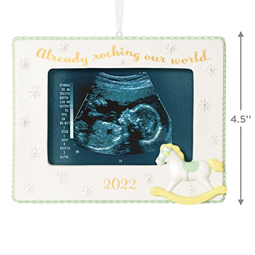 Hallmark Keepsake Christmas Ornament 2022, Already Rocking Our World Sonogram Picture Frame, Porcelain