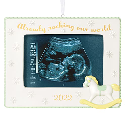 Hallmark Keepsake Christmas Ornament 2022, Already Rocking Our World Sonogram Picture Frame, Porcelain