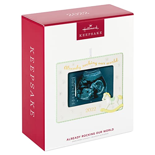 Hallmark Keepsake Christmas Ornament 2022, Already Rocking Our World Sonogram Picture Frame, Porcelain