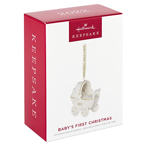 Hallmark Keepsake Christmas Ornament 2022, Baby's First Christmas Pram, Porcelain