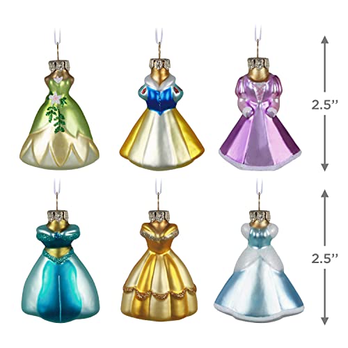 Hallmark Keepsake Christmas Ornament 2022, Disney Princess Fit for a Princess, Glass Set of 6