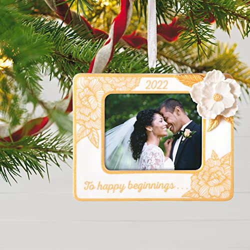 Hallmark Keepsake Christmas Ornament 2022, Happy Beginnings Picture Frame, Porcelain