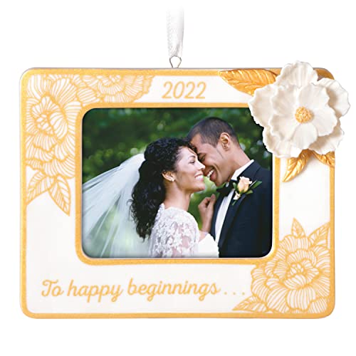 Hallmark Keepsake Christmas Ornament 2022, Happy Beginnings Picture Frame, Porcelain