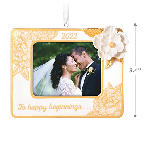 Hallmark Keepsake Christmas Ornament 2022, Happy Beginnings Picture Frame, Porcelain