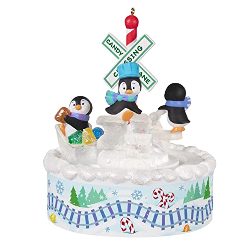 Hallmark Keepsake Christmas Ornament 2022, Playful Penguins on Train with Music, Light and Motion