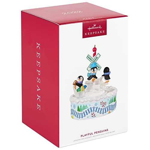 Hallmark Keepsake Christmas Ornament 2022, Playful Penguins on Train with Music, Light and Motion