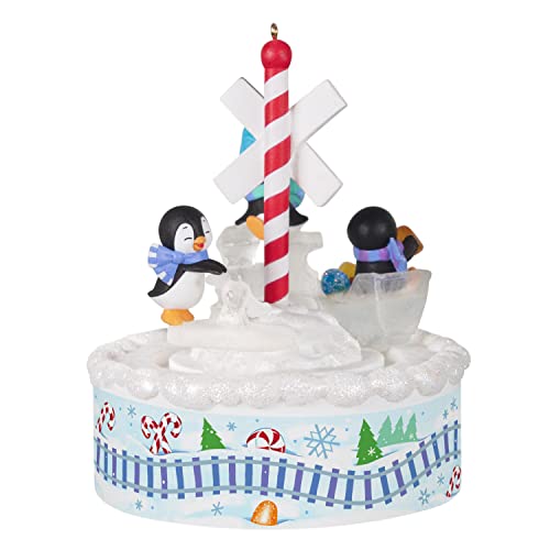 Hallmark Keepsake Christmas Ornament 2022, Playful Penguins on Train with Music, Light and Motion