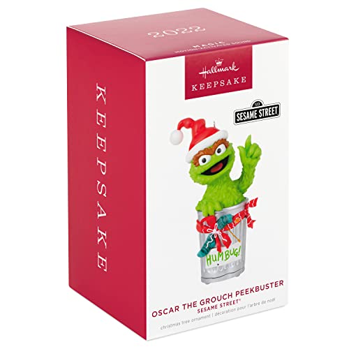 Hallmark Keepsake Christmas Ornament 2022, Sesame Street Oscar The Grouch Peekbuster with Motion - Activated Sound