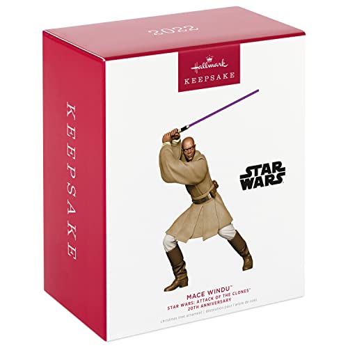 Hallmark Keepsake Christmas Ornament 2022, Star Wars: Attack of The Clones 20th Anniversary Mace Windu