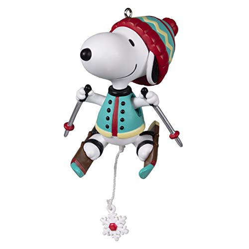 Hallmark Keepsake Christmas Ornament 2022, The Peanuts Gang Skiing Snoopy with Pull - String