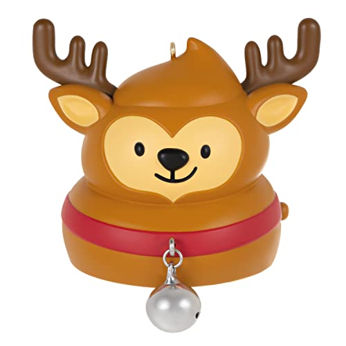 Hallmark Keepsake Christmas Ornament 2022, Up On The Housetop Reindeer Poop Emoji Ornament with Music and Sound Effects